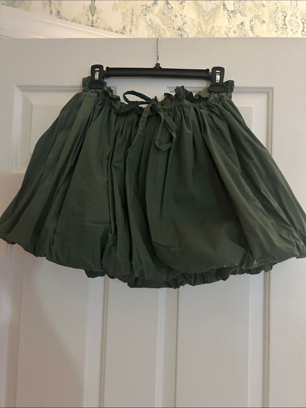 Olive Green Drawstring Bubble Skirt